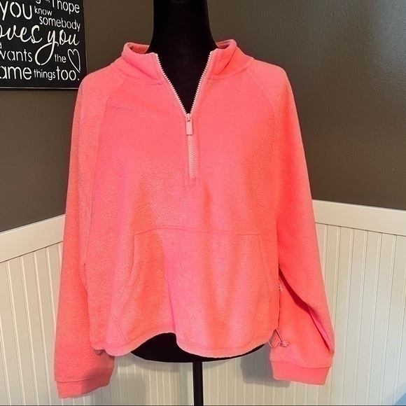 Old Navy Tops - 💚NWT! Women’s coral 1/4 zip pullover with waist toggles. Size large